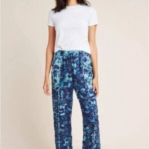 Anthropologie Jamie Sleep Pants Blue & Teal Floral Boho Pants Small